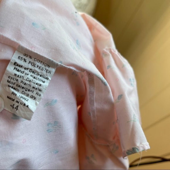 Vintage Ballet Lingerie Pastel Pink Gown 44 Large Teal Buttons Floral Pattern - Picture 5 of 5